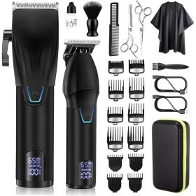 Professional Hair Clippers and Trimmer Kit for Men, Barber Clipper Set Cordless Hair Cutting, Beard Trimmer Grooming Haircut Kit